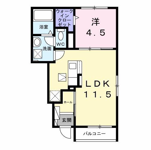 メゾン ルミエール(1LDK/1階)の間取り写真
