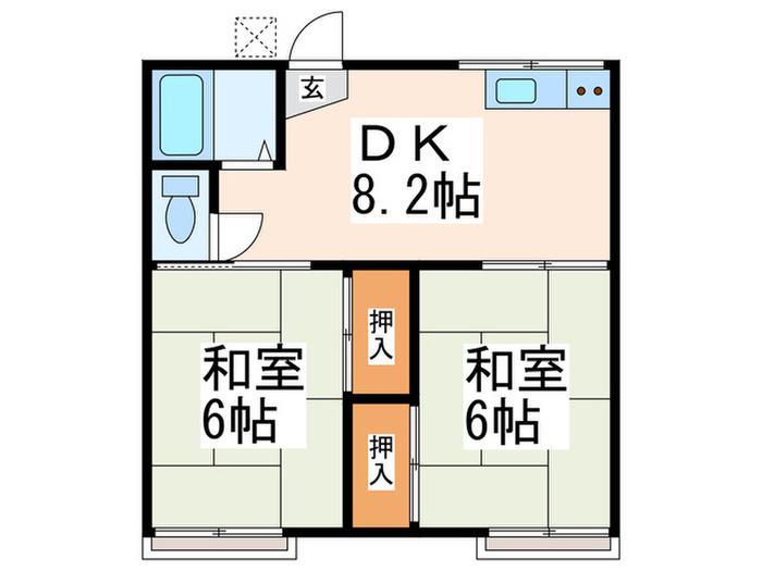 メイプルシティ(2DK/2階)の間取り写真