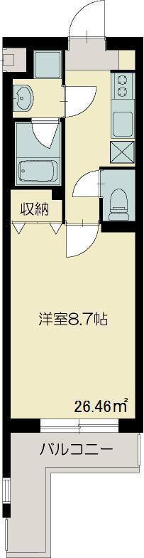 志幸38ミリオン(1K/4階)の間取り写真