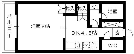 翠水コート(1DK/3階)の間取り写真