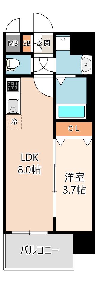 アプリーレ阿波座南(1LDK/10階)の間取り写真