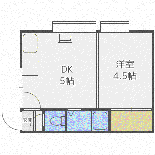 クルーズハウス北31条B棟(1DK/3階)の間取り写真