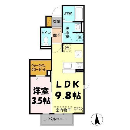サンルミエールC(1LDK/1階)の間取り写真