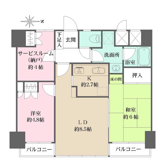 藤和シティコープ湘南平塚(2SLDK/5階)の間取り写真