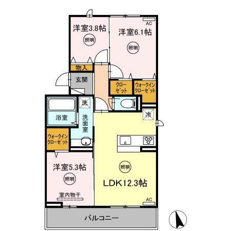 AZLIE(3LDK/3階)の間取り写真