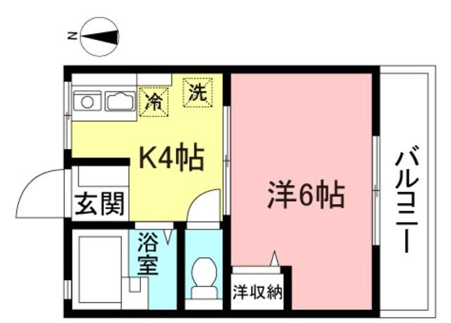 シティーハイム小林(1K/2階)の間取り写真