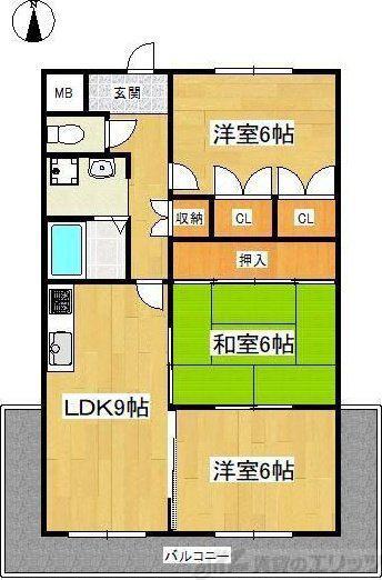 西真上コーポ(3LDK/2階)の間取り写真