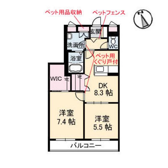 クローバー白島(2DK/2階)の間取り写真