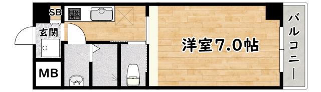 メゾン三原(1K/2階)の間取り写真