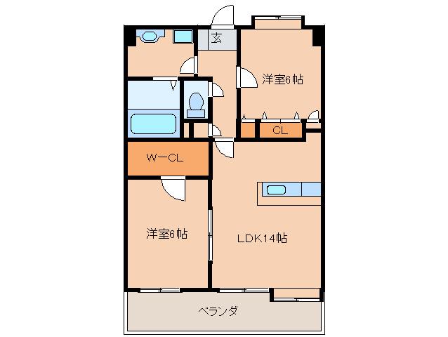 ソレアード空港南(2LDK/5階)の間取り写真