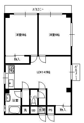 ヴィラゾン(2LDK/3階)の間取り写真