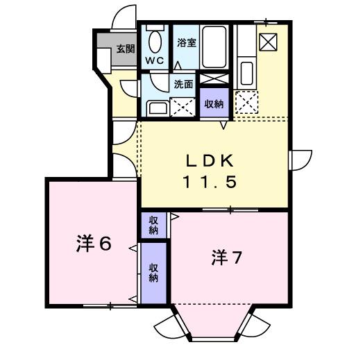 サンシティ臼井(2LDK/1階)の間取り写真
