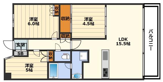 セントプレイスグランドプレミオ(3LDK/13階)の間取り写真
