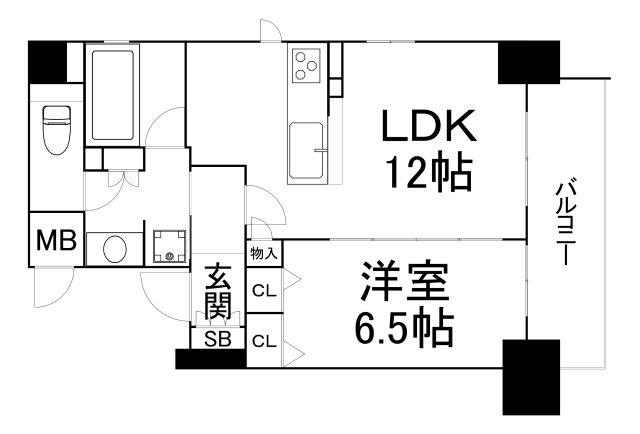 プレサンスロジェ本町(1LDK/13階)の間取り写真