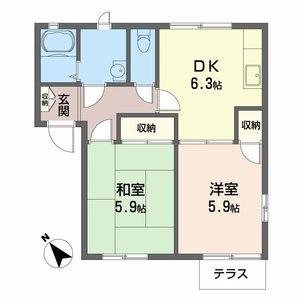 メゾン・ド・エフI(2DK/1階)の間取り写真