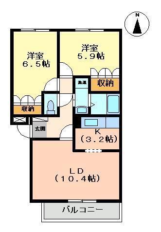 ヒルズQ(2LDK/3階)の間取り写真