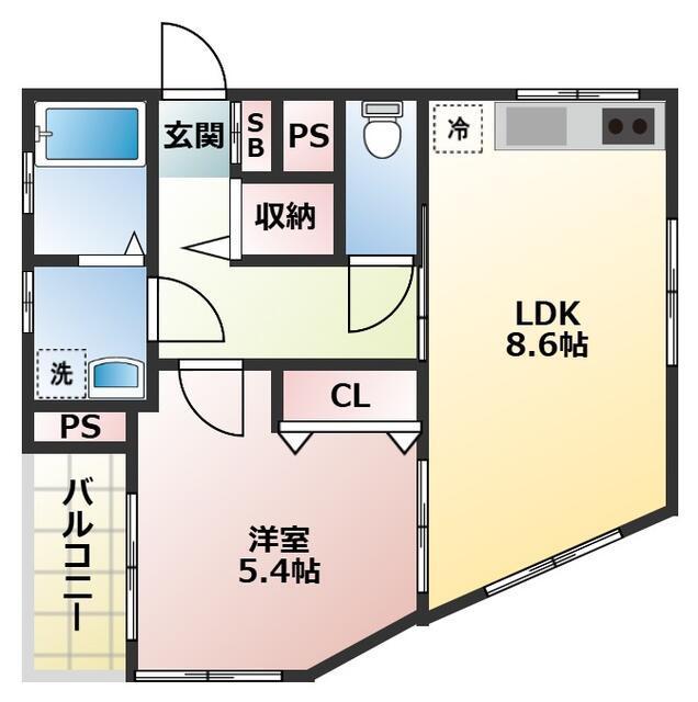 メルベイユIII(1LDK/1階)の間取り写真