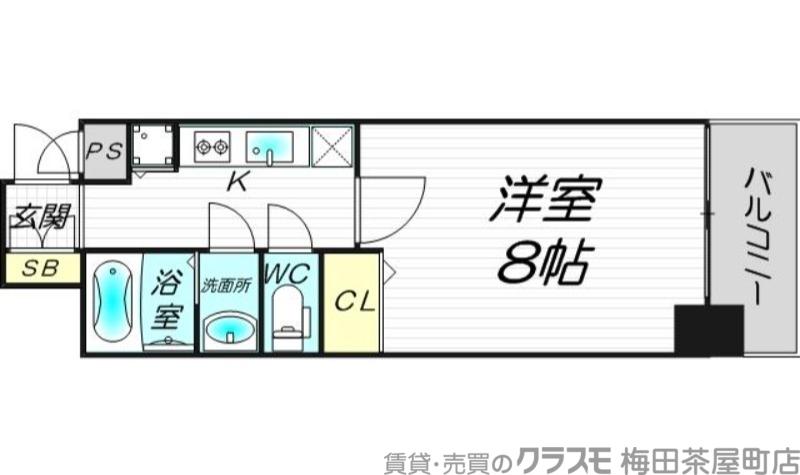 ジアコスモ谷町四丁目(1K/10階)の間取り写真