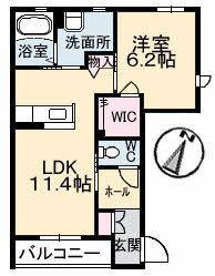 エクシード・ドミール A棟(1LDK/1階)の間取り写真