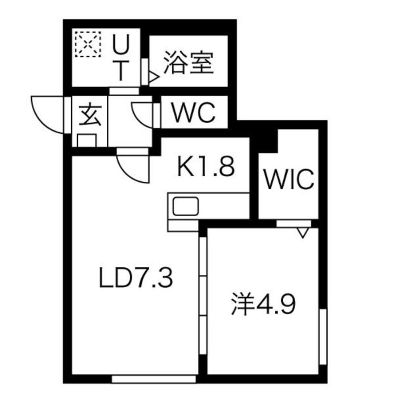 プレシェルト平岸(1LDK/1階)の間取り写真
