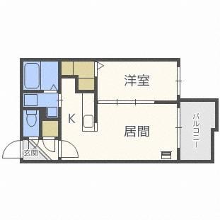 ブランコ白石(1LDK/4階)の間取り写真
