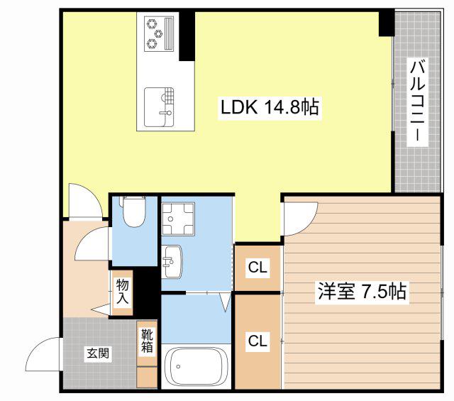 エクセルVI(1LDK/2階)の間取り写真
