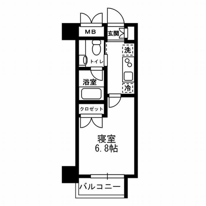 レジディア月島III(1K/5階)の間取り写真