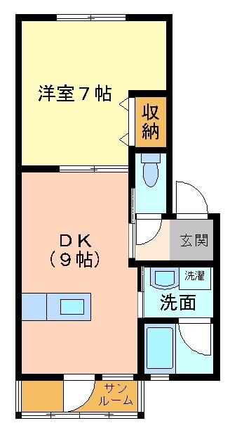 エバーグリーンJ(1DK/1階)の間取り写真