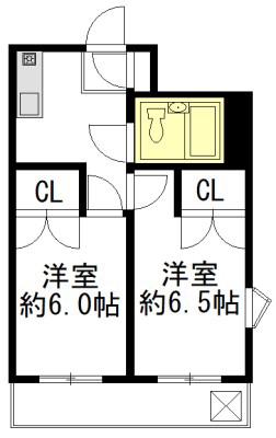 シティーコア梅ヶ丘(2K/3階)の間取り写真