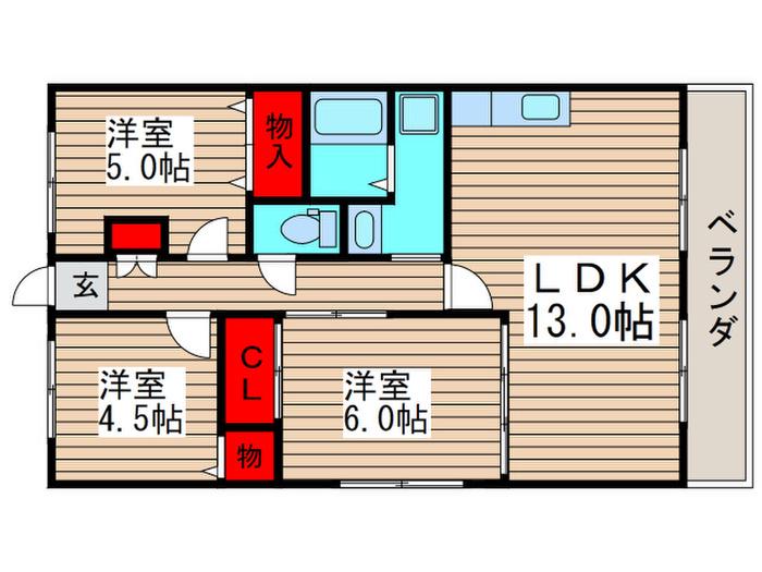 メゾンドール藤原(3LDK/2階)の間取り写真