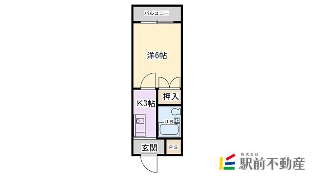 コーポ渕上(1K/3階)の間取り写真
