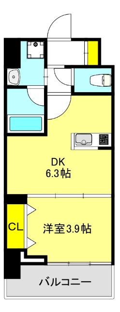 ヴィーナス今里(1DK/8階)の間取り写真