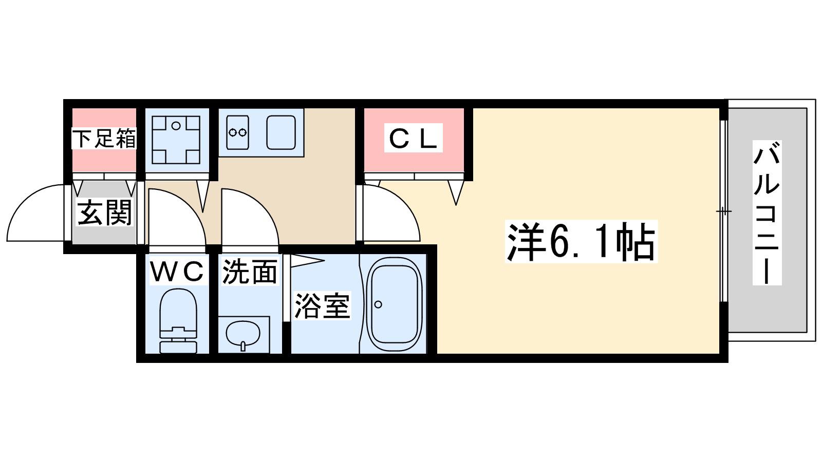 プレサンス扇町駅前(1K/13階)の間取り写真