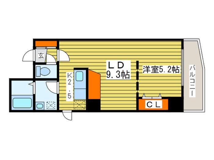 フォートゥフル北大前(1LDK/4階)の間取り写真