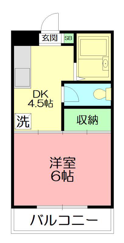 エリールコート(1DK/2階)の間取り写真