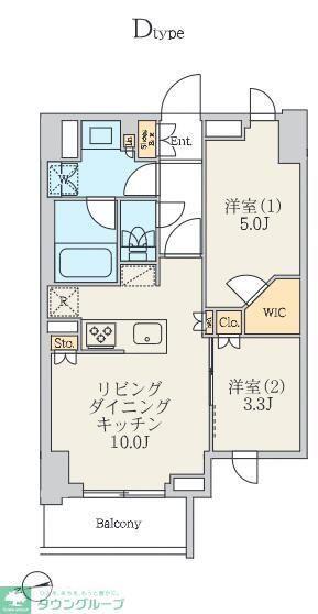 クレストコート北千住レジデンス(2LDK/3階)の間取り写真