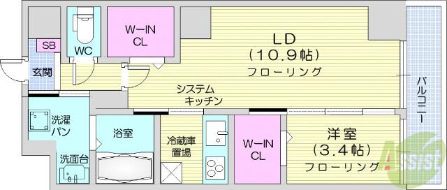 カーサ プリマ(1LDK/3階)の間取り写真