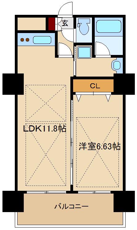 ノルデンタワー新大阪プレミアム(1LDK/24階)の間取り写真