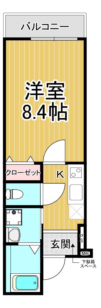 フジパレス立花町2丁目2番館(1K/2階)の間取り写真