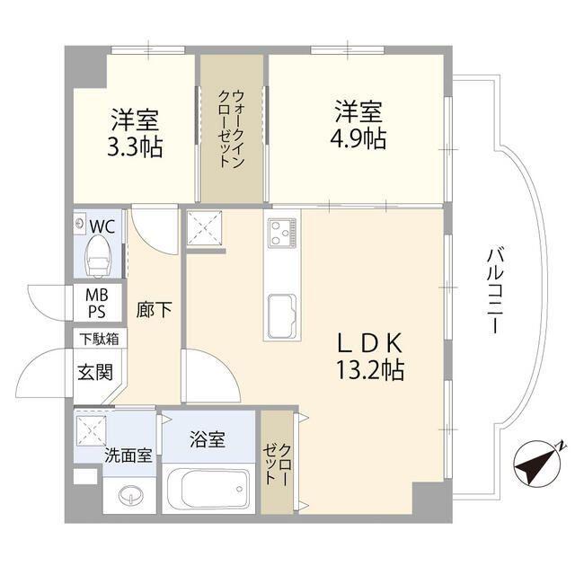 セザール用賀(2LDK/2階)の間取り写真