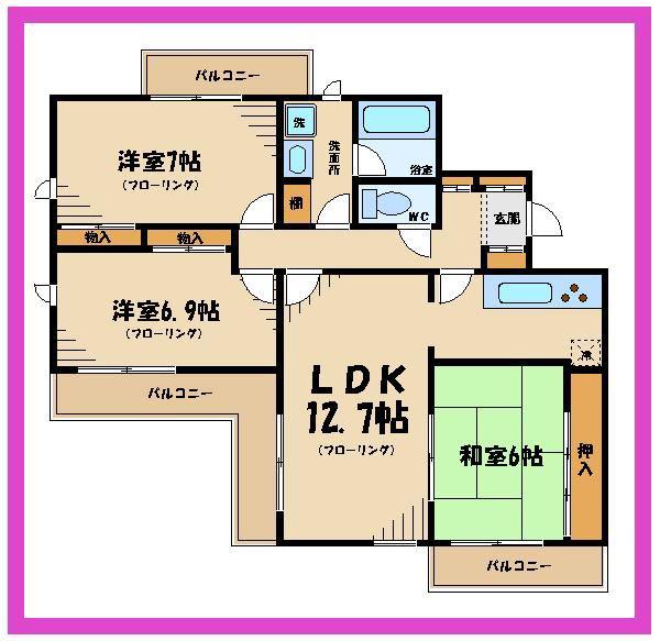 クローバーハイツ(3LDK/4階)の間取り写真