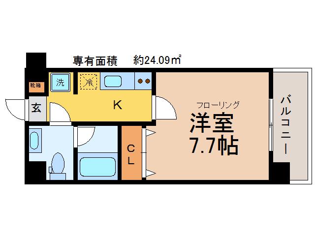 グランドパレス西大路(1K/4階)の間取り写真