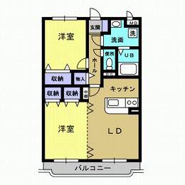 駒場コーポII(2LDK/1階)の間取り写真