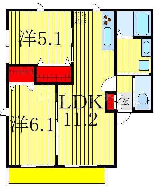 プランドールIV(2LDK/2階)の間取り写真