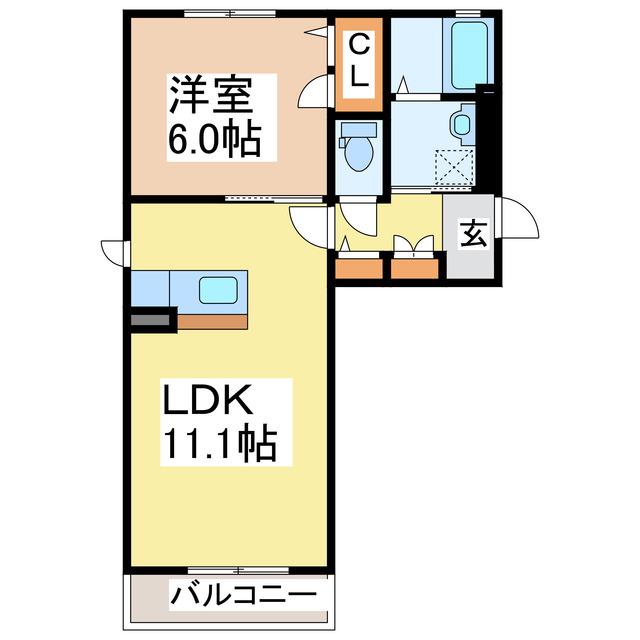 ヴェルドミールII(1LDK/1階)の間取り写真