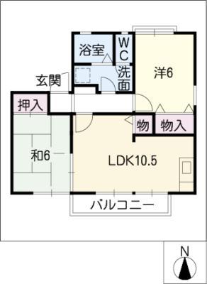 ロイヤルシャトー C棟(2LDK/1階)の間取り写真
