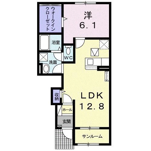 エレガンシア II(1LDK/1階)の間取り写真