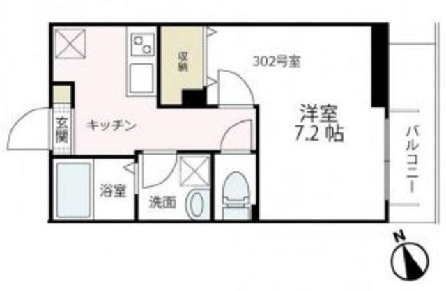 バルコグランデ(1K/3階)の間取り写真