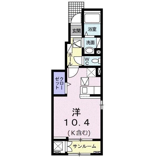 カーサマローネI(ワンルーム/1階)の間取り写真