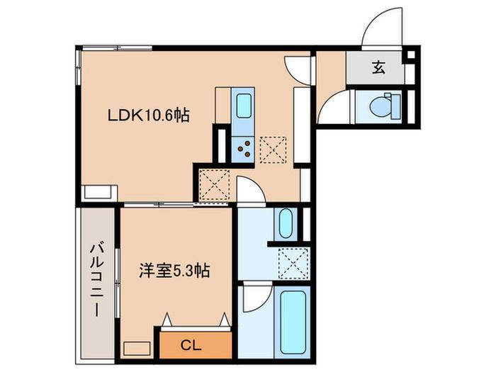 CHAINON(1LDK/3階)の間取り写真